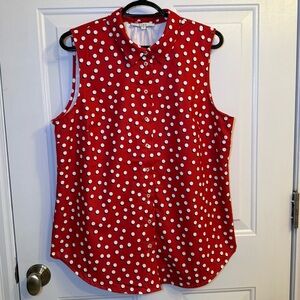 Cleo Vibrant Red and White Polka Dot Top